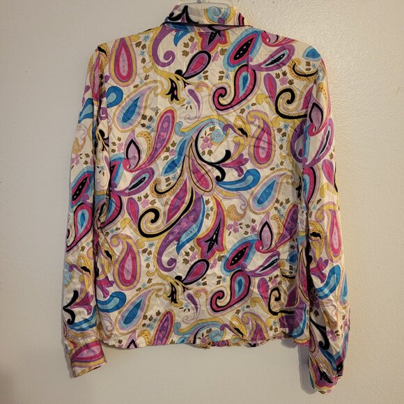 Forenza Vibrant Paisley Blouse in Pink, Blue, and Cream - Picture 3 of 9